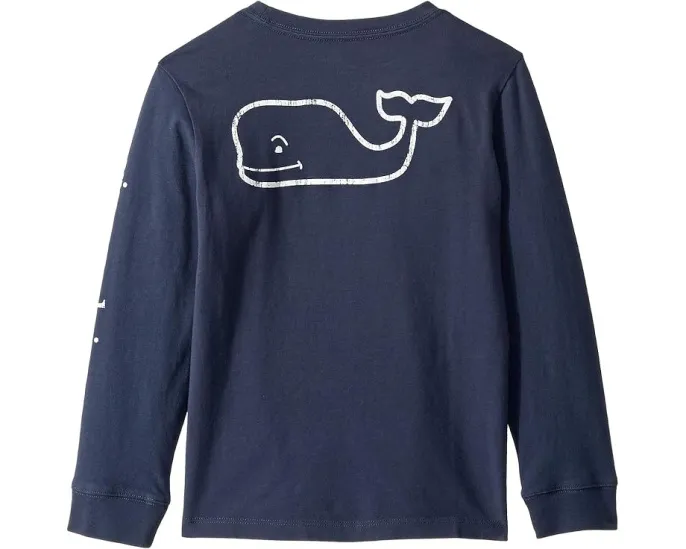 Футболка Vineyard Vines Kids Long Sleeve Vintage Whale с длинным рукавом и принтом