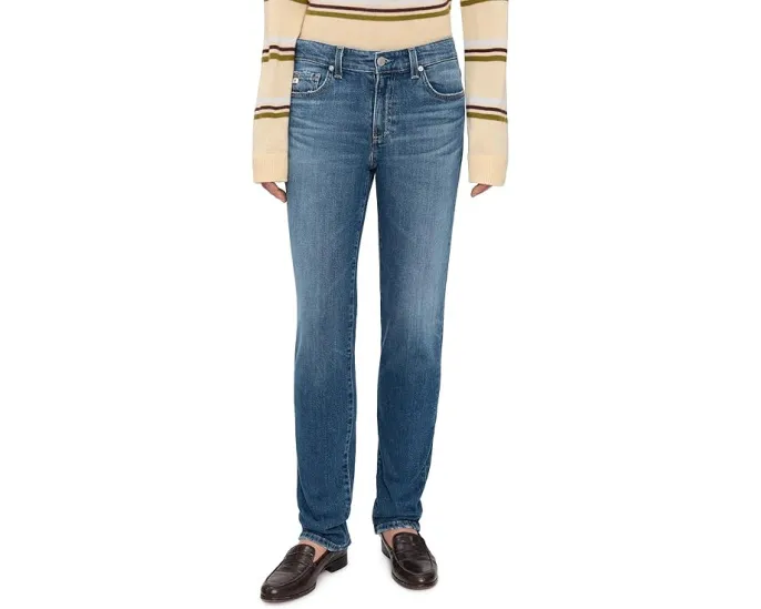 Джинсы Sandra Low Rise Slim Straight с низкой посадкой и прямым кроем в цвете 10 Years Illiad от AG Jeans