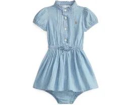 Платье из индиго хлопкового шамбре Polo Ralph Lauren Kids для младенцев
