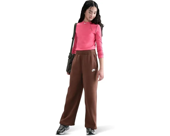 Широкие штаны Nike Kids Club Fleece Wide-Leg с флисовой тканью