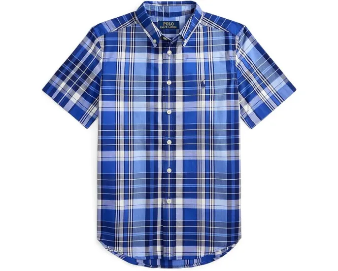 Polo Ralph Lauren рубашка с коротким рукавом из хлопкового поплина в клетку для детей