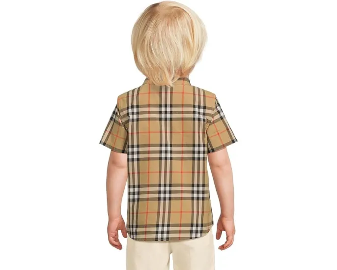 Burberry Kids Рубашка Owen с коротким рукавом и клеткой для младенцев