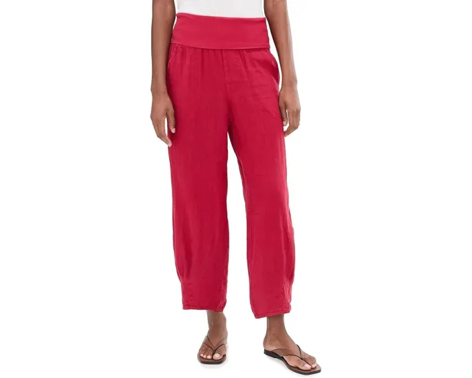 XCVI укороченные брюки Vasco из 100% льна со складками