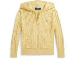 Хлопковый худи на молнии с мелкой резинкой Polo Ralph Lauren Kids для малышей