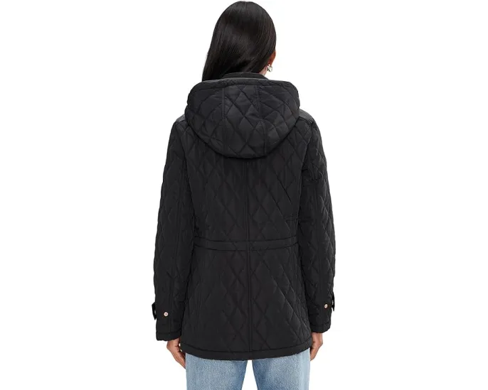 Стеганая куртка с капюшоном и кожаными вставками MICHAEL Michael Kors