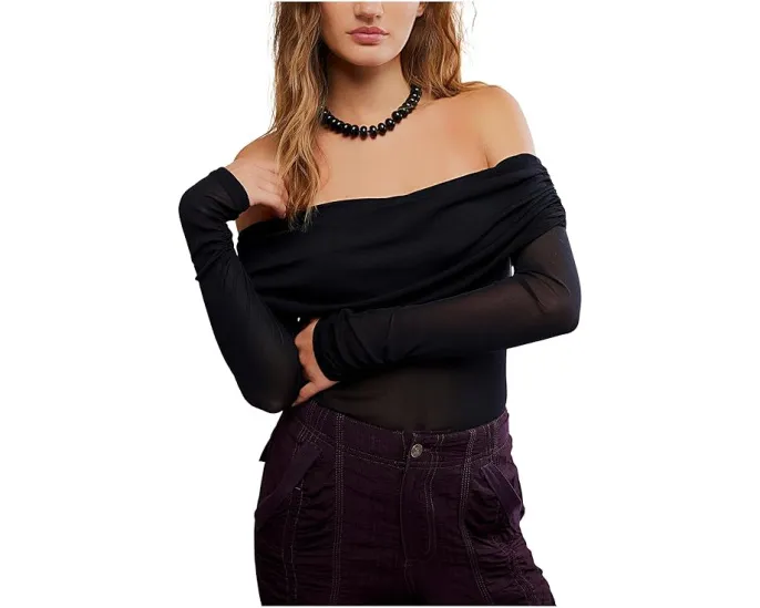 Боди Forget Me Not от Free People из сетки с открытыми плечами