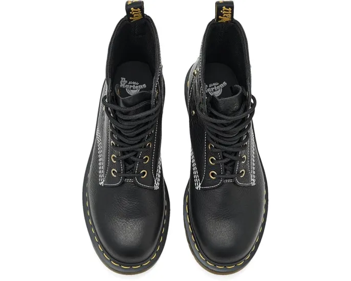 Ботинки Dr. Martens 1460 Pascal Flower с цветочным принтом и желтой строчкой