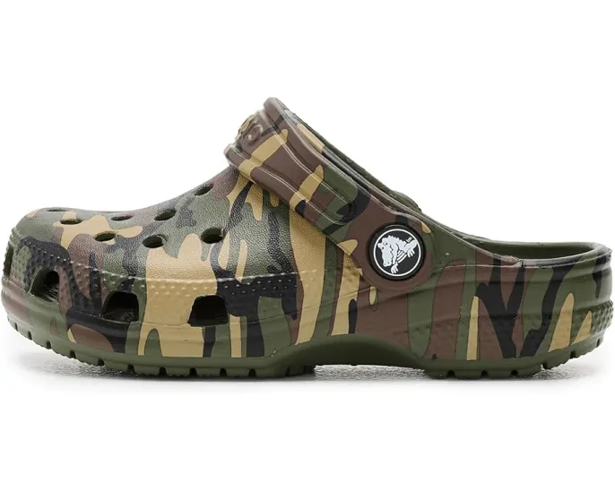 Кроксы Crocs Kids Classic Camo с камуфляжным принтом и регулируемым ремешком