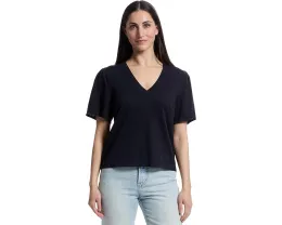 Свитер Lilla P с коротким рукавом и V-образным вырезом для расслабленного образа