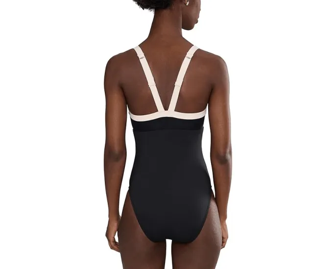 Цельный купальник Nike Bold Color Block V-back с сетчатыми вставками