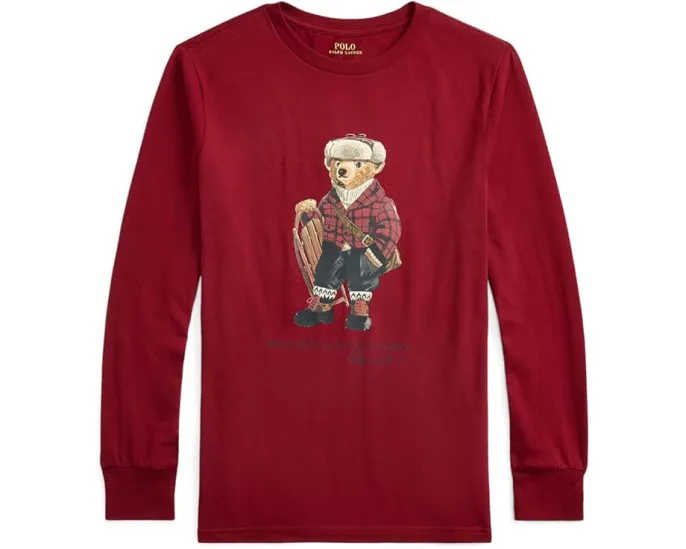 Хлопковая футболка Polo Bear с длинным рукавом Polo Ralph Lauren Kids для старших детей