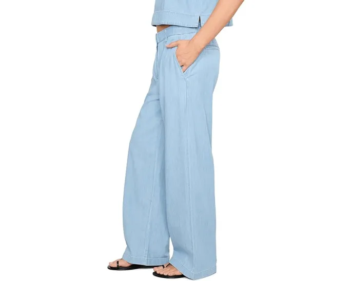 Lightweight Organic Cotton Denim High-Waisted Full Length Trousers