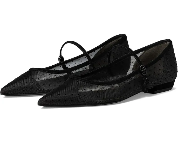 Туфли Mary Jane Double T-Buckle с сетчатым верхом в горошек Tory Burch