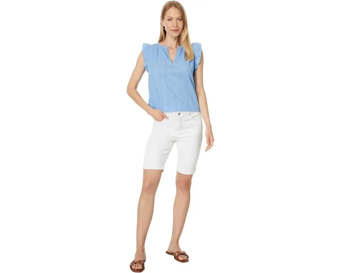 Топ Lilla P Flutter Sleeve с V-образным вырезом и расклешенными рукавами