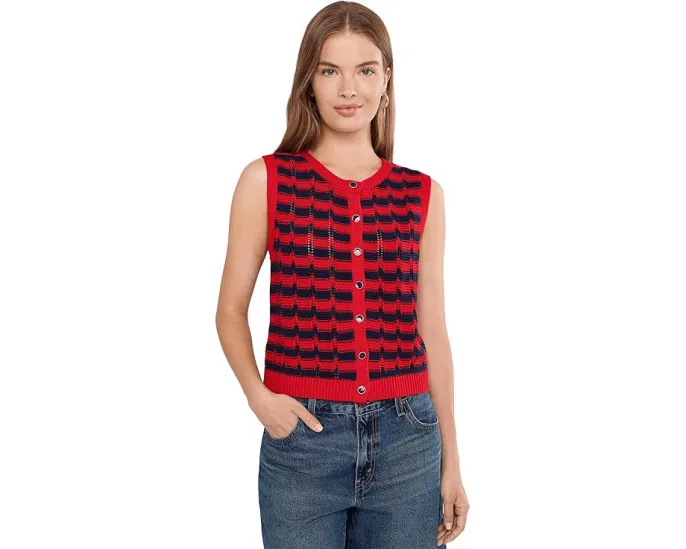 Жилет Isla Striped Button Front Vest от 525 america с контрастными полосками