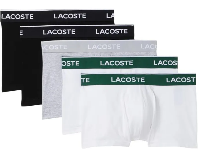 Набор из 5 трусов Lacoste 5-Pack Logo Trunks с брендированным поясом