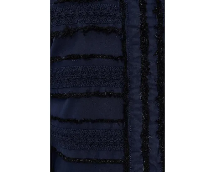 Petite Soft Touch Twill Collarless Jacket With Fray & Lace