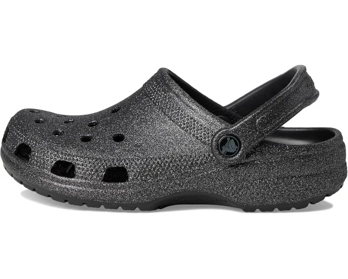 Кроксы Classic Clog с блестками и регулируемым ремешком