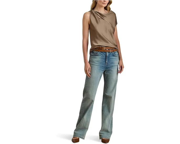 Асимметричная блуза из шармеза Lauren Ralph Lauren с запахом и каплевидным вырезом