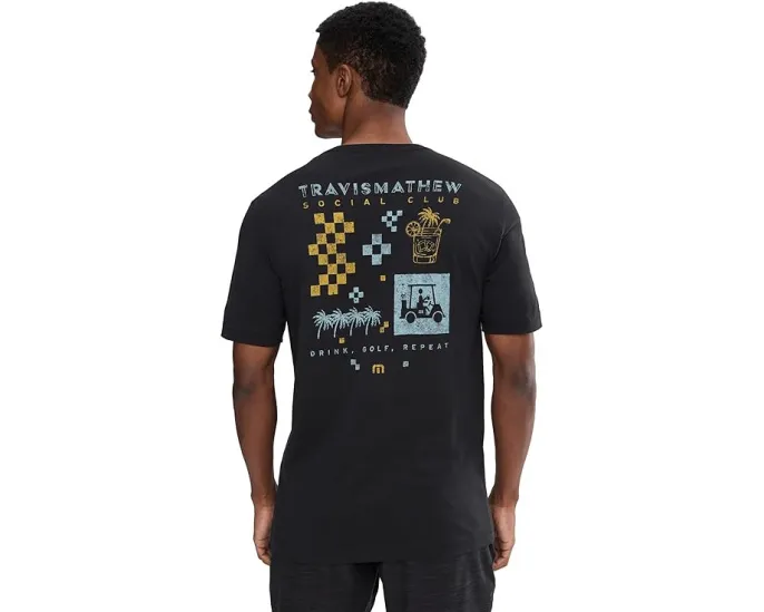 Хлопковая футболка Beverage Cart Tee от TravisMathew с круглым вырезом