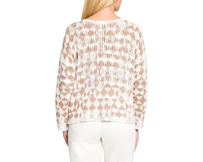 Свитер NIC+ZOE Textured Diamond с рельефным узором и длинными рукавами
