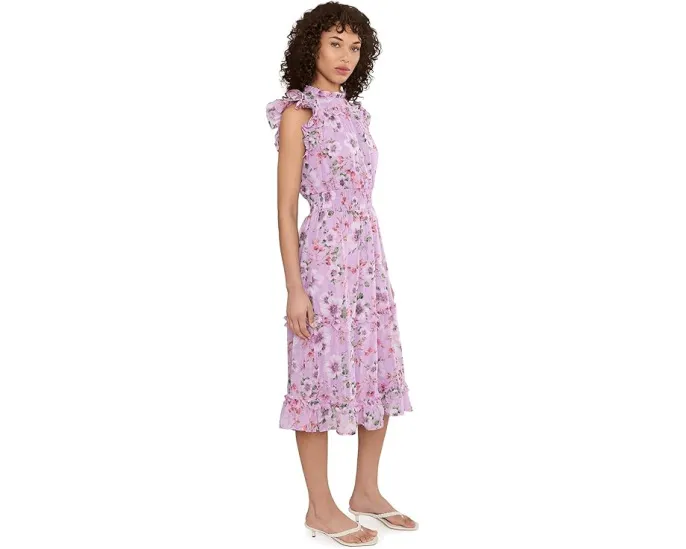 Платье миди CeCe с пышными рукавами и присборенной талией