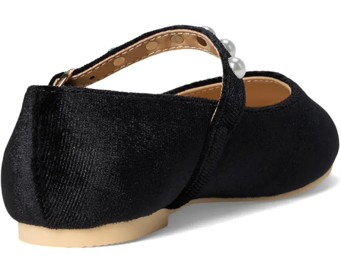 Детские бархатные балетки Janie and Jack с жемчужным декором и круглым мысом