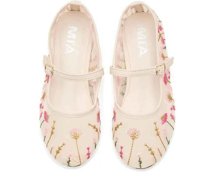 Детские балетки Mia Kids Kescia с вышитой сеткой и пряжкой