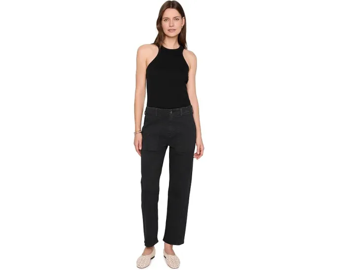 Утилитарные брюки AG Jeans Analeigh средней посадки черного цвета