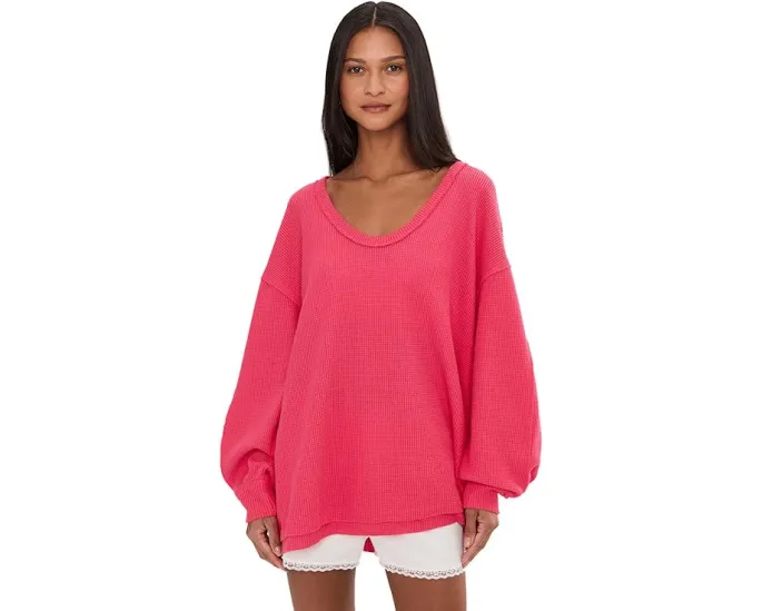 Свитер Free People We The Free Coast 2 Coast с вафельной вязкой и V-образным вырезом