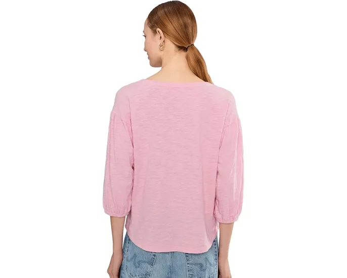 Футболка Mod-o-doc с открытым круглым вырезом и рукавами 3/4 со сборками