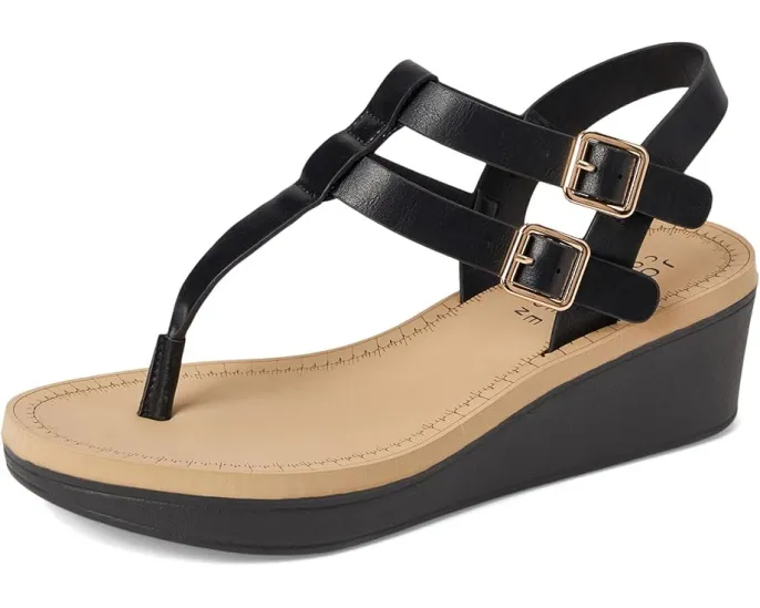 Сандалии Bianca на танкетке с Т-образным ремешком и пряжкой