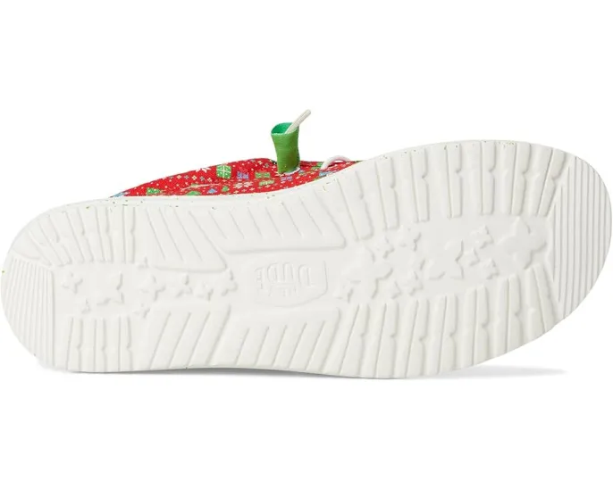 Лоферы Hey Dude Wally Holiday Sweater с новогодним принтом и эластичными шнурками