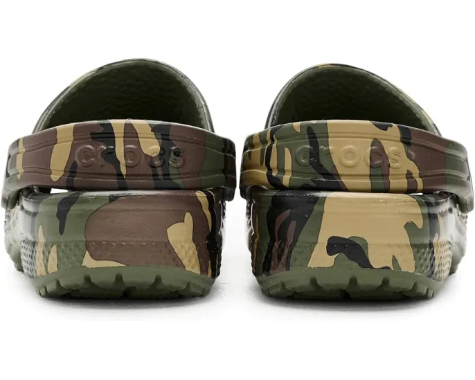 Кроксы Crocs Kids Classic Camo с камуфляжным принтом и регулируемым ремешком
