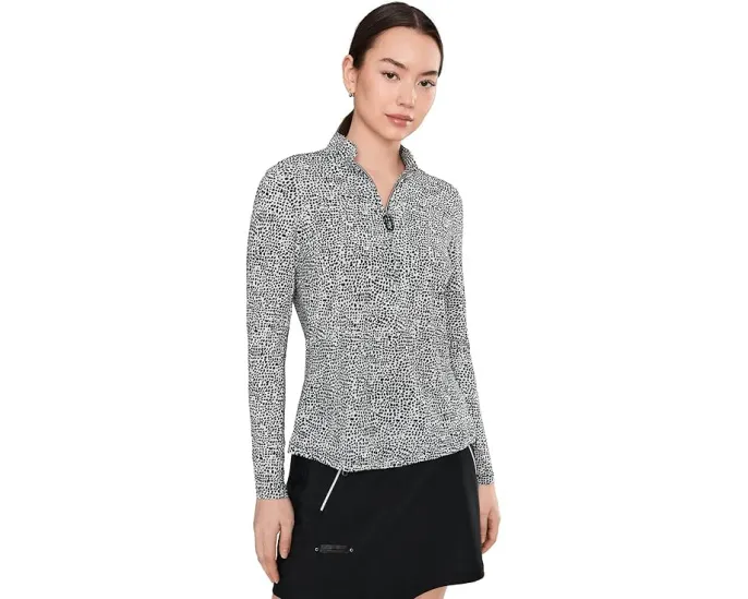 Топ Jamie Sadock с длинным рукавом и четвертью молнии в принте Sunsense Ocelot