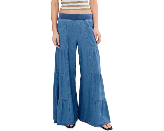 Широкие брюки XCVI Dugan Wide Leg с эластичным поясом из хлопка и льна