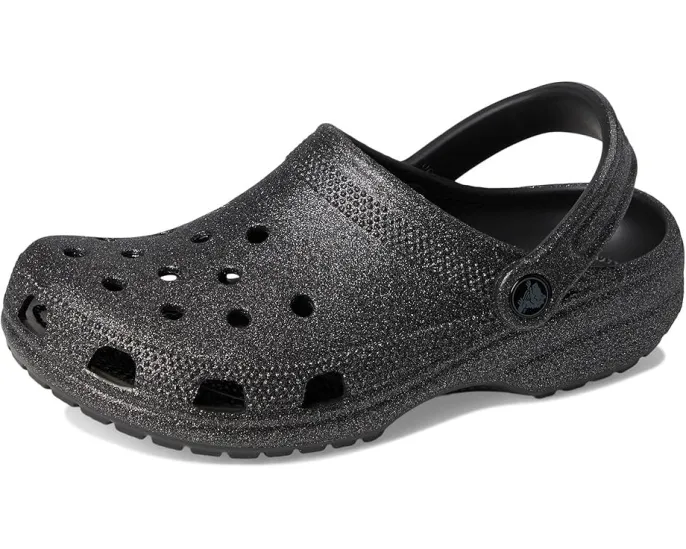 Кроксы Classic Clog с блестками и регулируемым ремешком