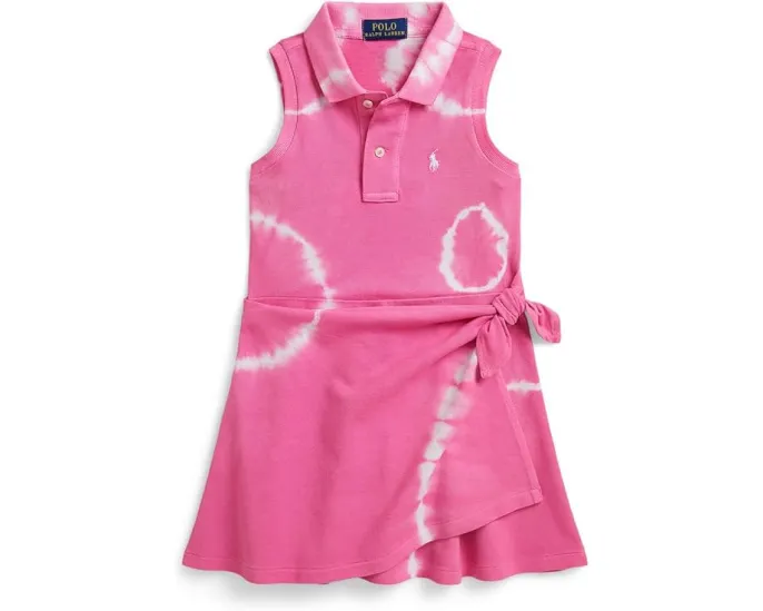 Платье-поло Tie-Dye с имитацией запаха из сетки Polo Ralph Lauren Kids