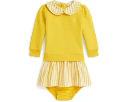 Платье и шортики Polo Ralph Lauren Kids из петлевого флиса в полоску для младенцев