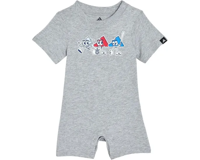 Детский комбинезон adidas Kids с короткими рукавами и логотипом 3-Bar из хлопка и полиэстера