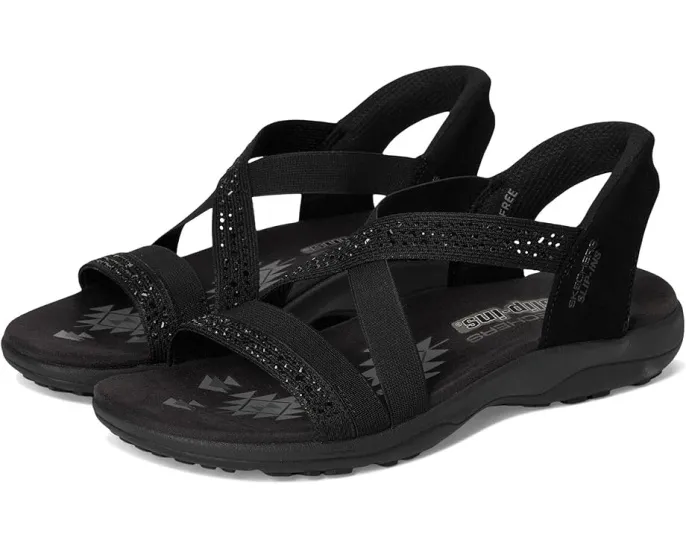 Сандалии Skechers Reggae Slim Summer Sparkle с украшениями из страз и технологией Hands Free Slip Ins