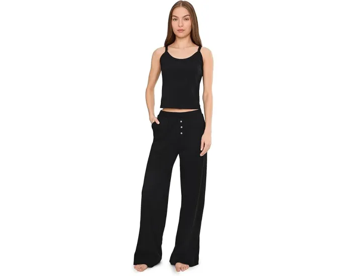 PACT брюки Dream Rib Wide Leg Lounge Pants с высокой посадкой и карманами