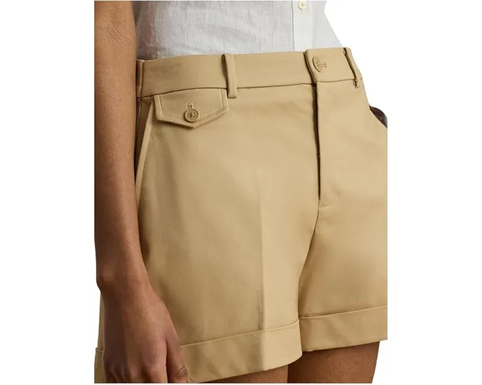 Шорты со складками из двустороннего хлопка от Lauren Ralph Lauren