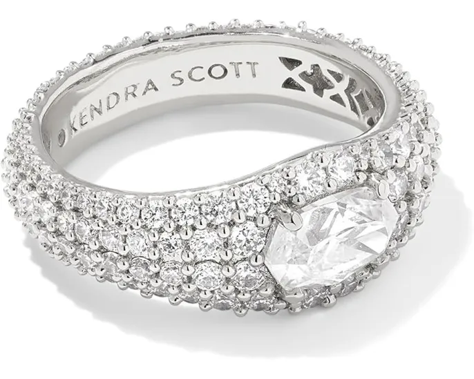 Kendra Scott кольцо Bella Band с темно-зеленым кристаллом