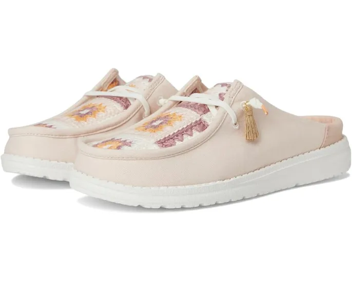 Слипоны Hey Dude Wendy Slip Cottage Crochet с вышитым верхом и стелькой из EVA