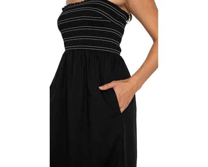 Платье миди Liverpool Los Angeles без рукавов с буфами и стегаными бретелями