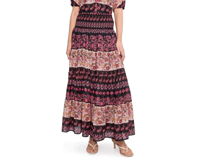 Юбка-миди CeCe Tiered Smocked Waist Midi Skirt с завышенной талией