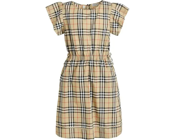 Шерстяное платье Adele в клетку от Burberry Kids для девочек