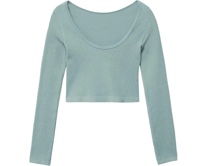 Футболка MANGO Lipat для подростков с длинным рукавом и заниженной линией талии