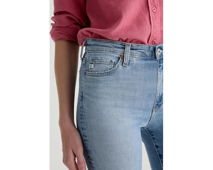 Джинсы AG Jeans Mari с завышенной талией и прямым укороченным кроем в цвете Marina Blue